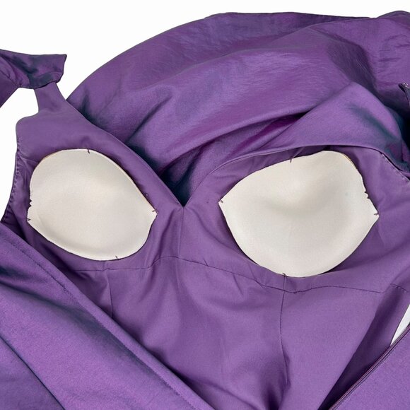 DA VINCI IRIDESCENT PURPLE TAFETTA HALTER EVENING FORMAL HOMECOMING GOWN RHNSTNE - Picture 7 of 7